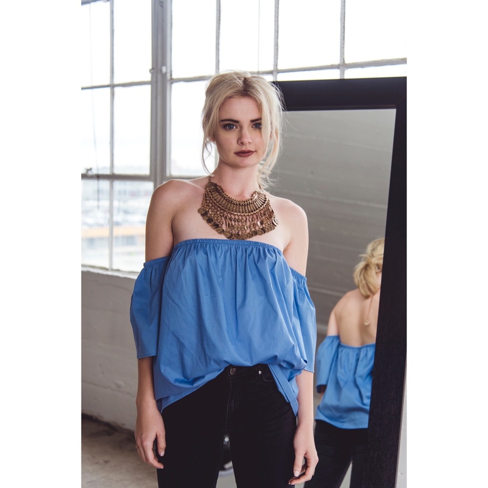 Blue Off Shoulder Top